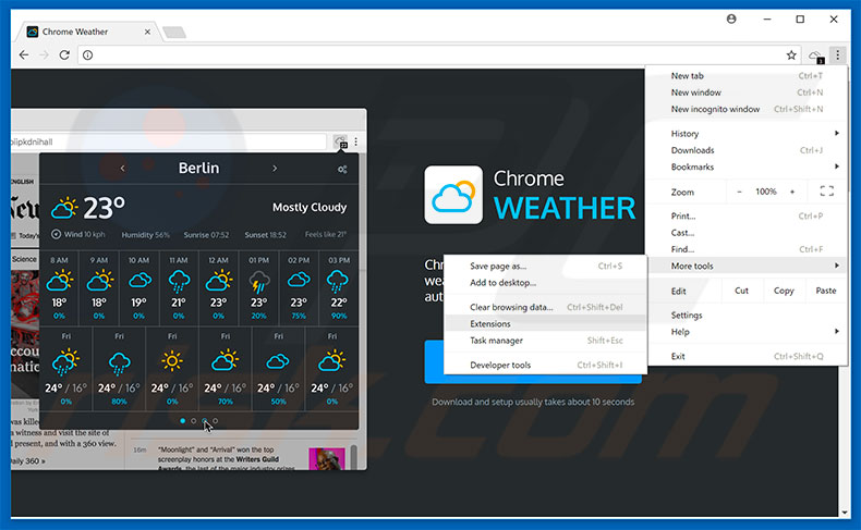 Verwijder de Weather For Chrome  advertenties uit Google Chrome stap 1