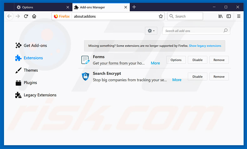Verwijder de Windows Support Alert waarschuwing uit Mozilla Firefox stap 2