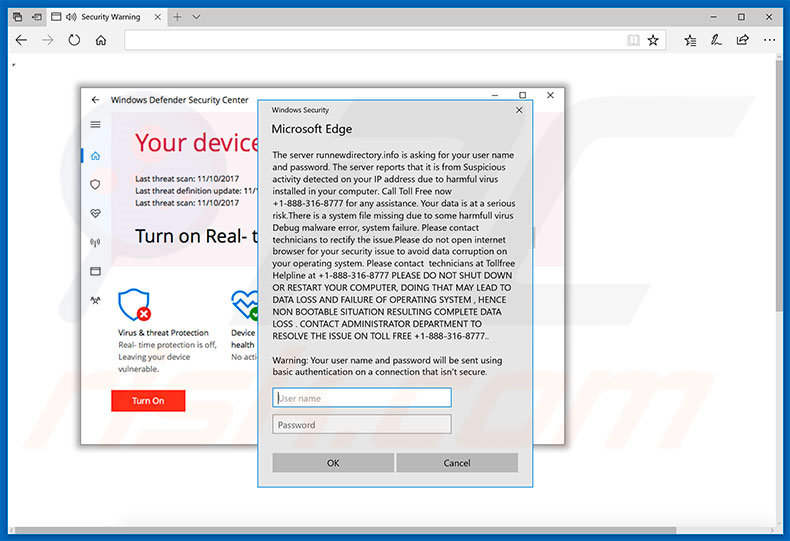 Your Device Is Under Threat Scam tweede popup