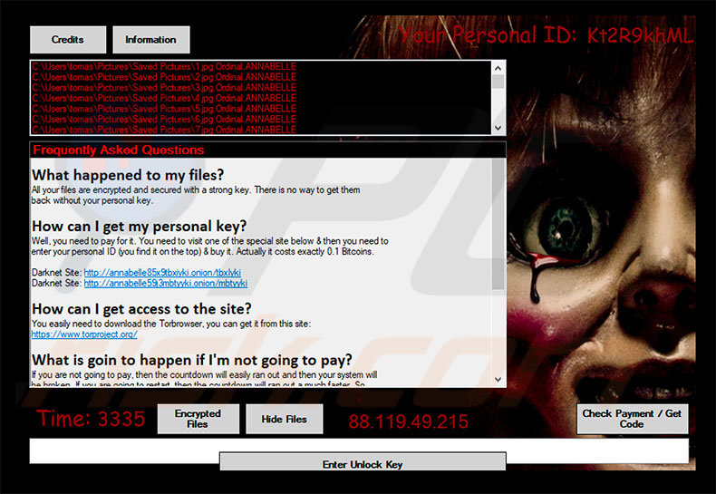 ANNABELLE ransomware bericht waarin om losgeld wordt gevraagd