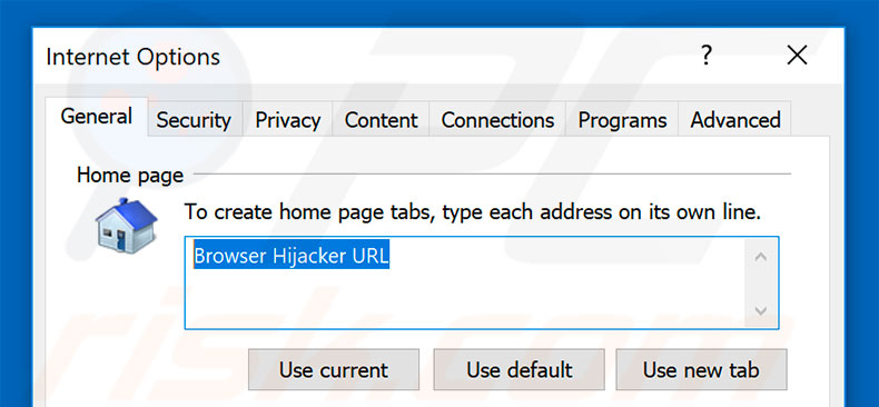 Verwijder de browser hijacker als startpagina in Internet Explorer