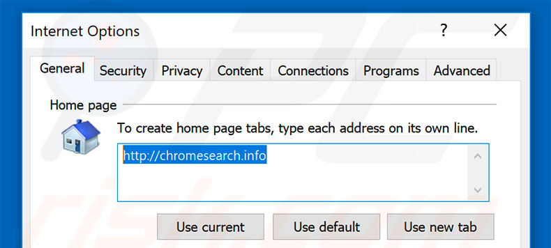 Verwijder chromesearch.info als startpagina in Internet Explorer