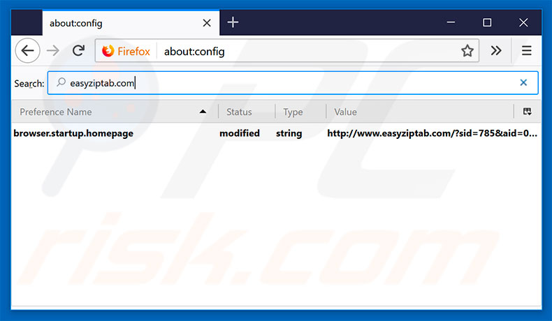 Verwijder easyziptab.com uit Mozilla Firefox standaardzoekmachine