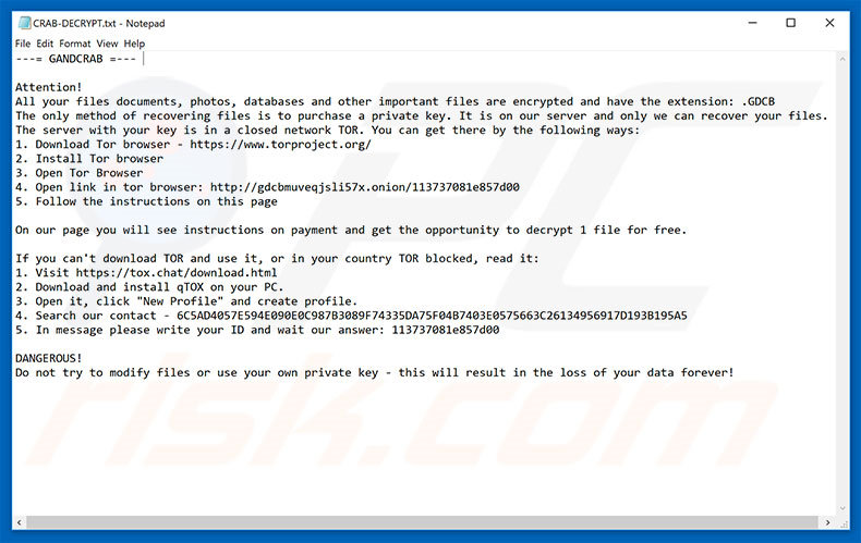 GANDCRAB 2 decryptie-instructies