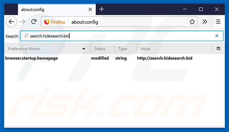 Verwijderen van search.hidesearch.bid uit Mozilla Firefox standaard zoekmachine