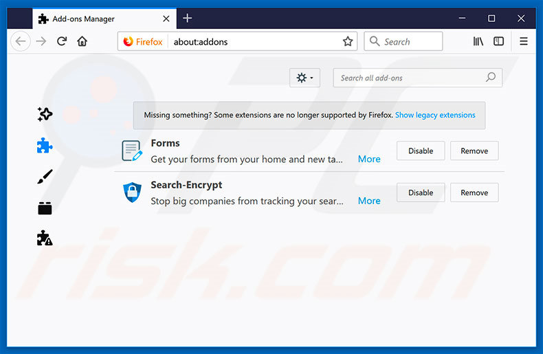Verwijder search.iezbrowsing.com gerelateerde Mozilla Firefox extensies
