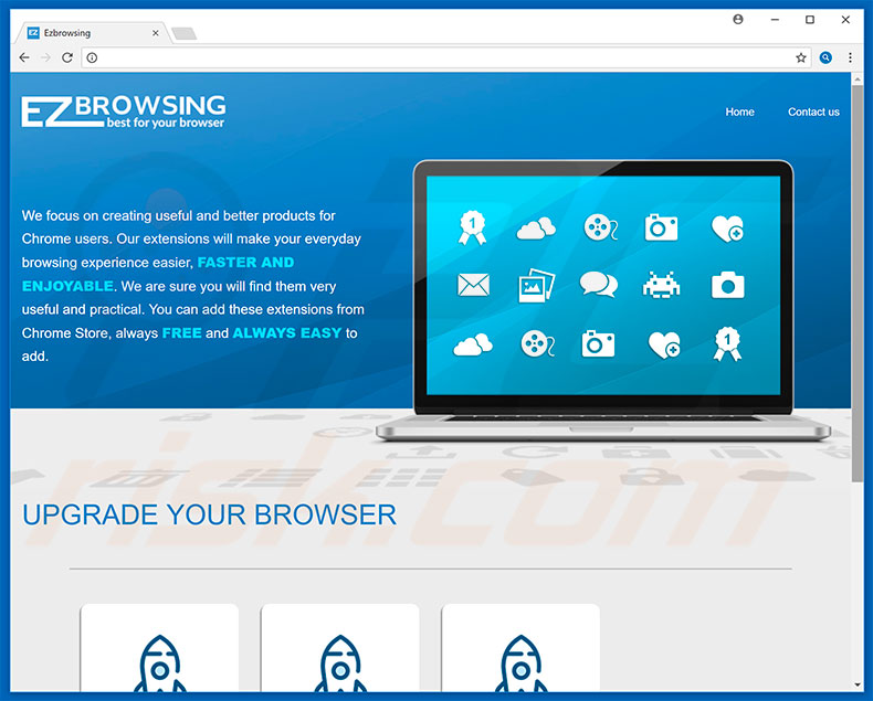 Website promoot de EZbrowsing browser hijacker