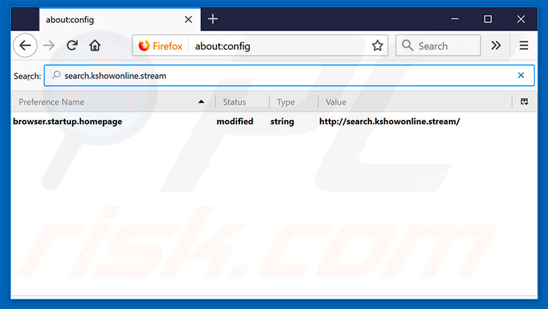 Verwijder search.kshowonline.stream als standaard zoekmachine in Mozilla Firefox