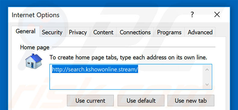 Verwijder search.kshowonline.stream als startpagina in Internet Explorer