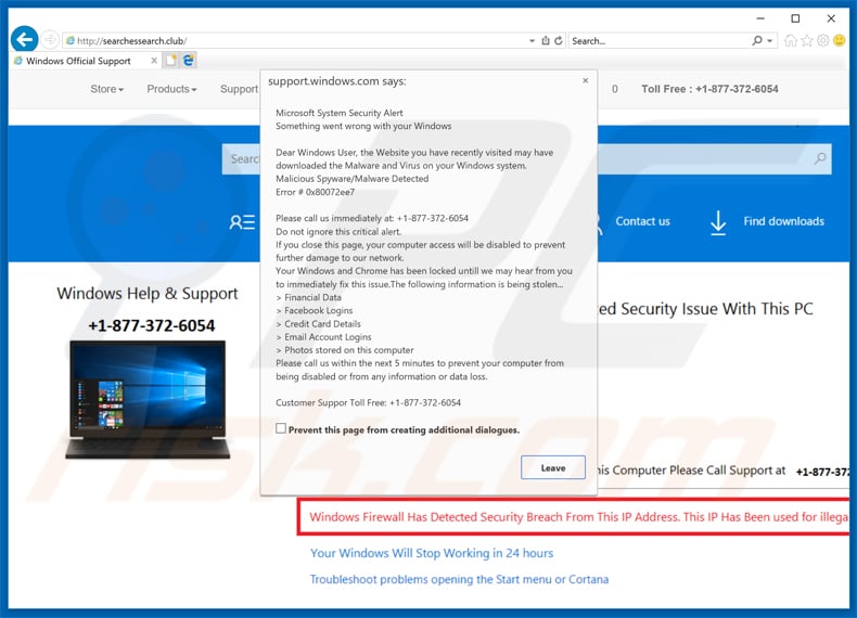 microsoft system security alert oplichting variant 2