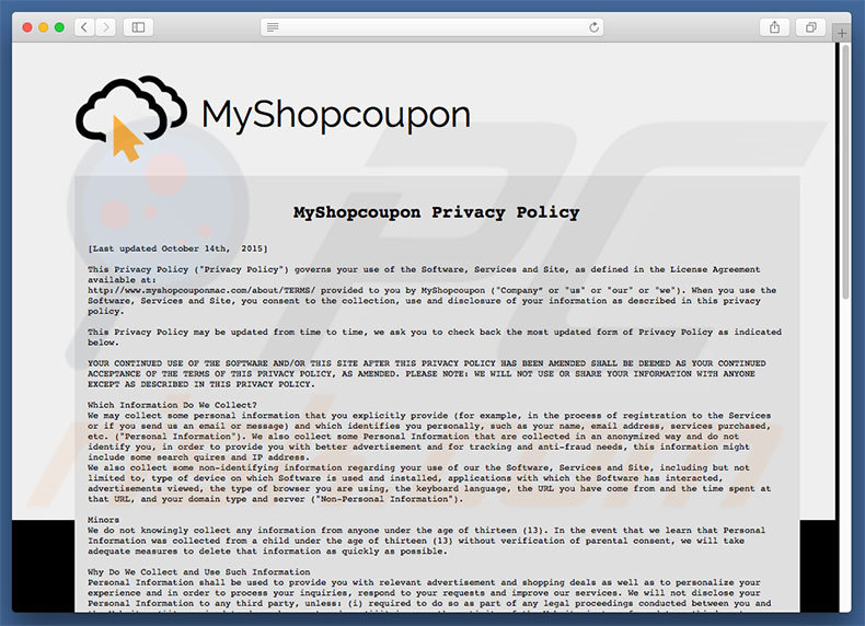 MyShopcoupon privacyverklaring