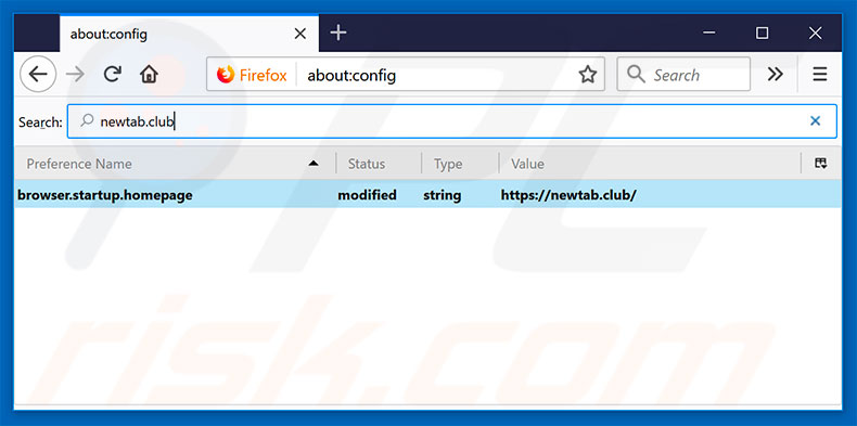 Verwijder newtab.club als standaard zoekmachine in Mozilla Firefox