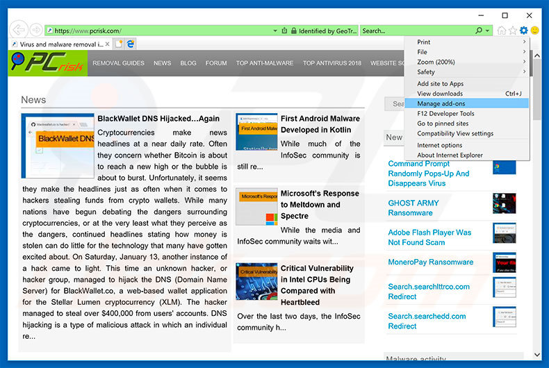Verwijder offer.alibaba.com advertenties uit Internet Explorer stap 1