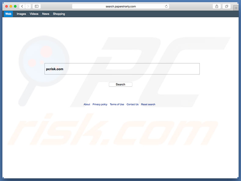 search.papershorty.com browser hijacker op een Mac computer