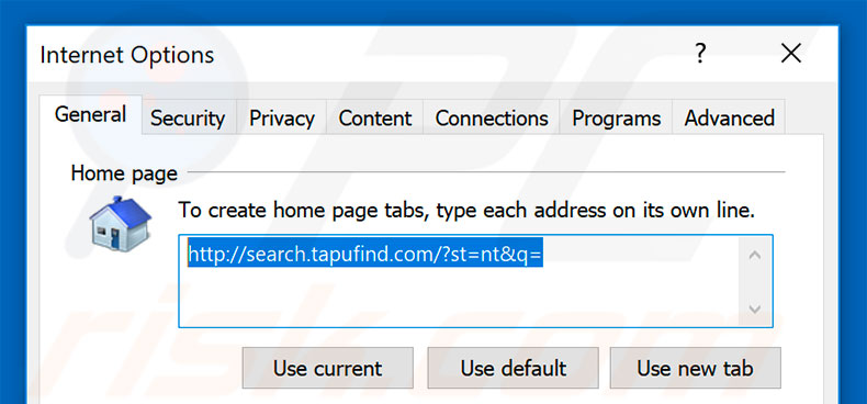 Verwijder search.tapufind.com als startpagina in Internet Explorer