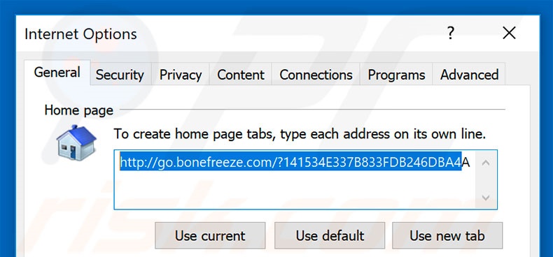 Verwijder go.bonefreeze.com als startpagina in Internet Explorer
