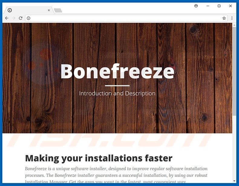 Website die de Bonefreeze browserkaper promoot