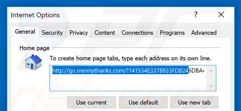 Verwijder go.mennythanks.com als startpagina in Internet Explorer