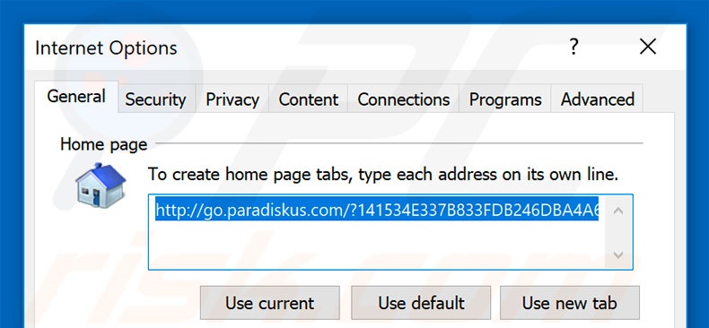 Verwijder go.paradiskus.com als startpagina in Internet Explorer