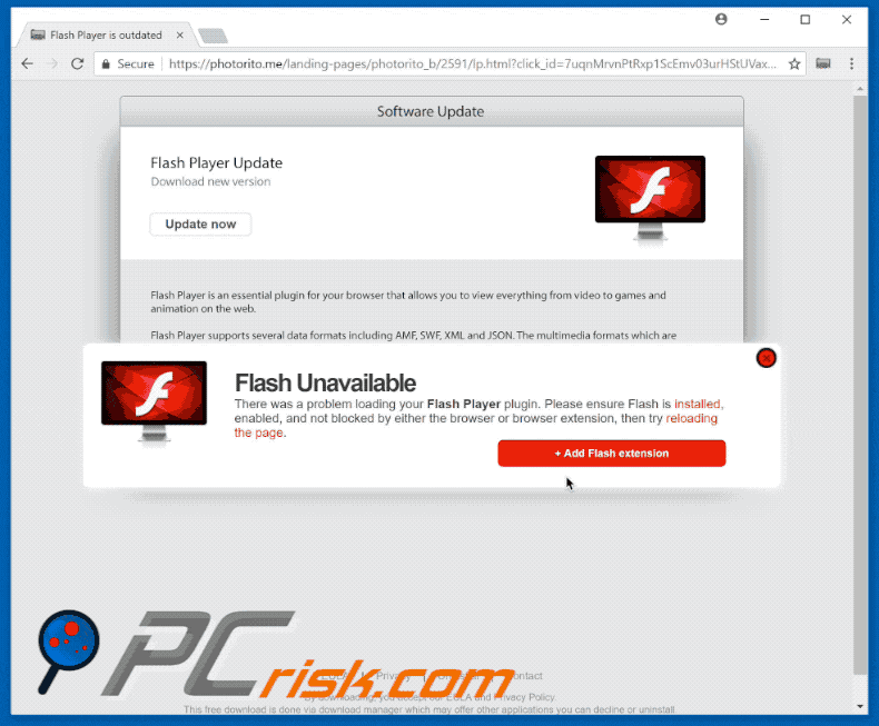 mediatabtv.online browser hijacker photorito valse flash player update gif
