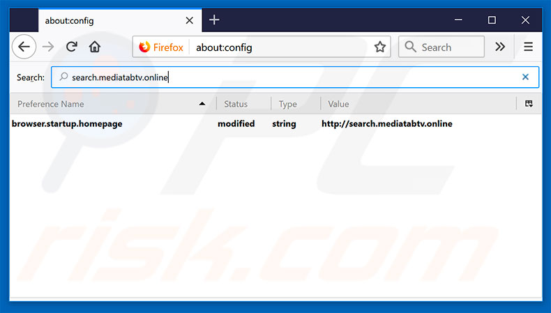 Verwijder search.mediatabtv.online als standaard zoekmachine in Mozilla Firefox