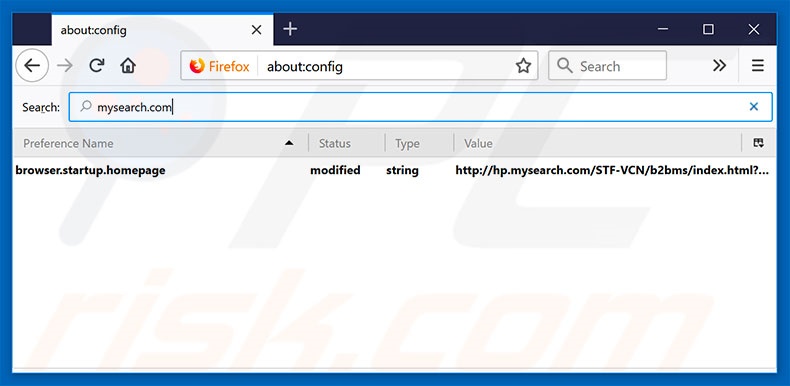 Verwijder hp.mysearch.com als zoekmachine in Mozilla Firefox