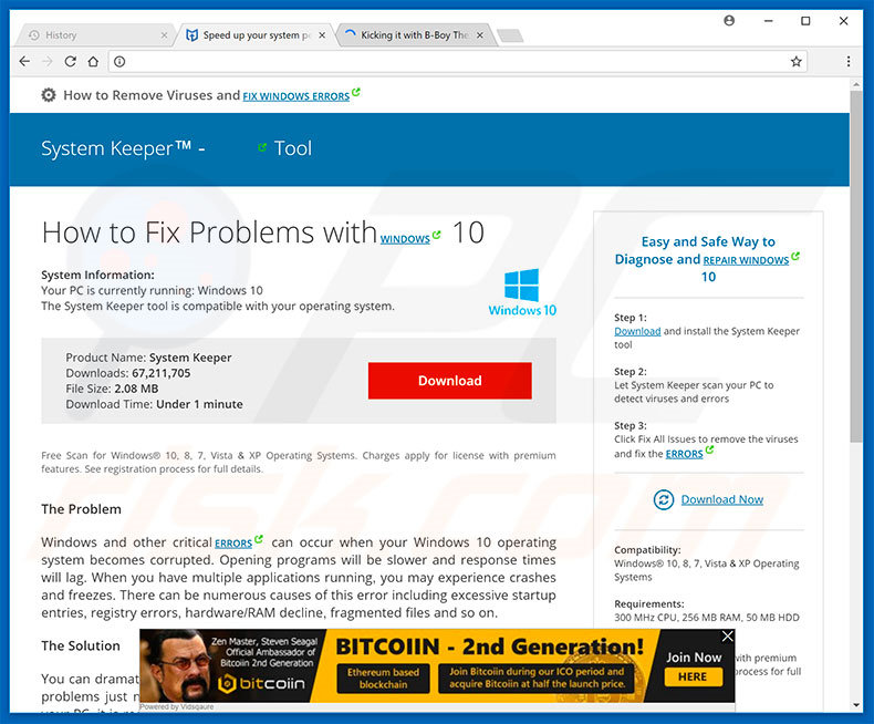 Your Windows 10 Is Infected With 3 Viruses promoot System Keeper
