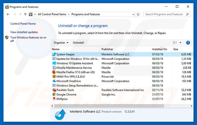 Your Windows 10 Is Infected With 3 Viruses adware verwijderen via Controle Paneel