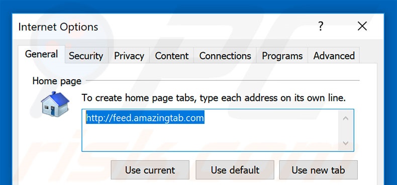 Verwijder feed.amazingtab.com als startpagina in Internet Explorer