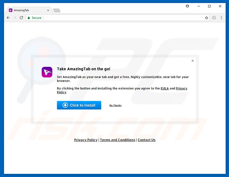 Website promoot AmazingTab browser hijacker