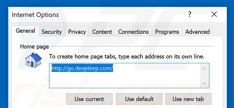 Verwijder go.deepteep.com als startpagina in Internet Explorer