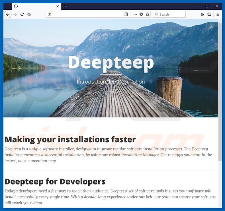Website die de Deepteep browser hijacker promoot