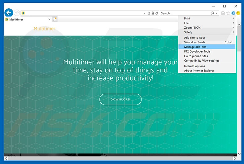 Multitimer advertenties verwijderen uit Internet Explorer stap 1