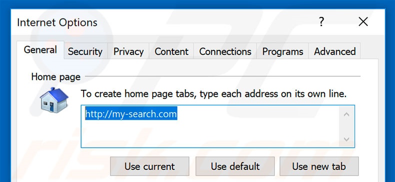 Verwijder my-search.com als startpagina in Internet Explorer