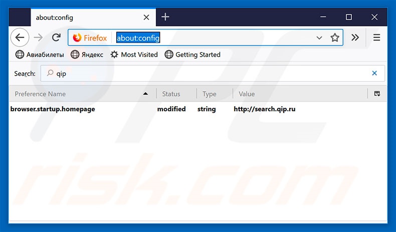 Verwijder qip.ru als standaard zoekmachine in Mozilla Firefox