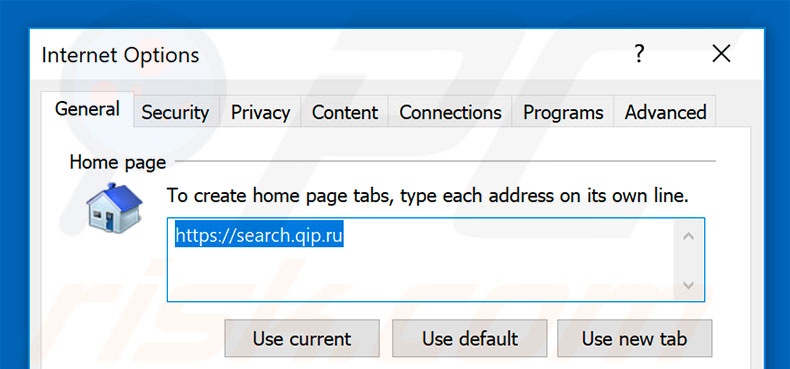 Verwijder qip.ru als startpagina in Internet Explorer