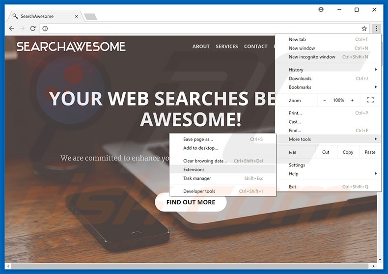Verwijder SearchAwesome uit Google Chrome stap 1