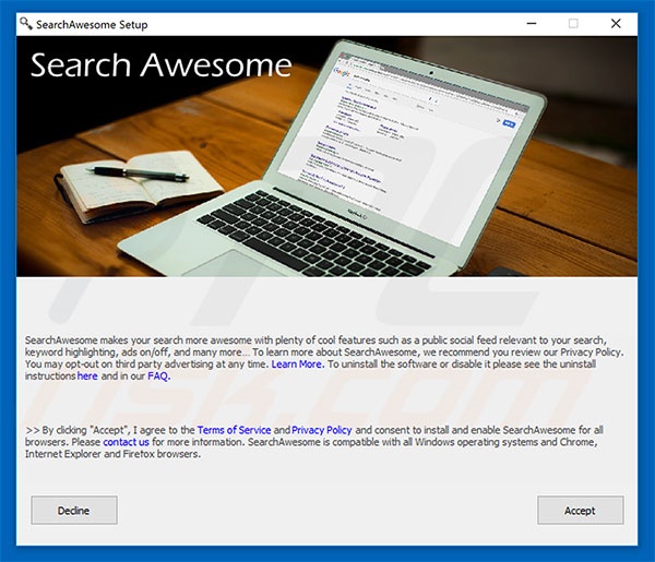 SearchAwesome adware installatiesetup