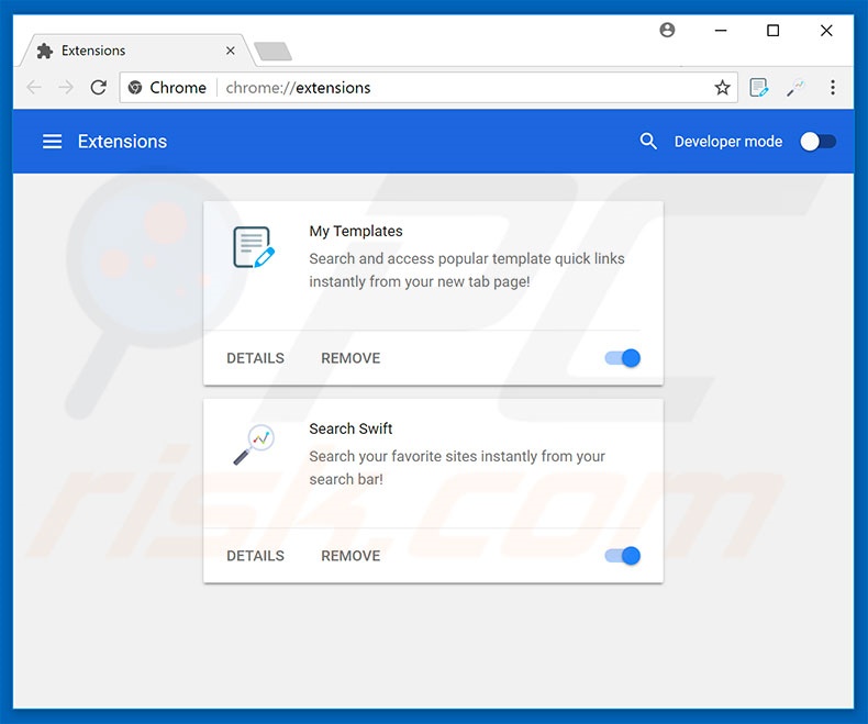 Verwijder search.searchswift.co gerelateerde Google Chrome extensies