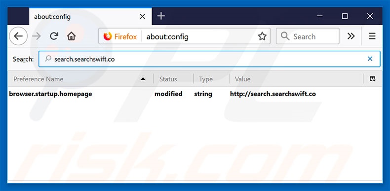 Removing search.searchswift.co from Mozilla Firefox default search engine