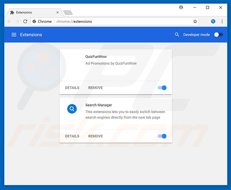 Verwijdering srchbar.com gerelateerde Google Chrome extensies