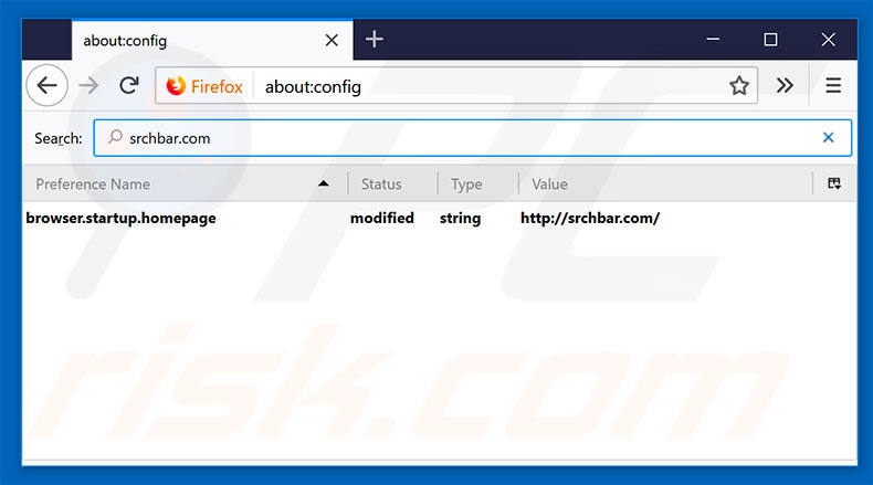 Verwijdering srchbar.com uit Mozilla Firefox standaard zoekmachine