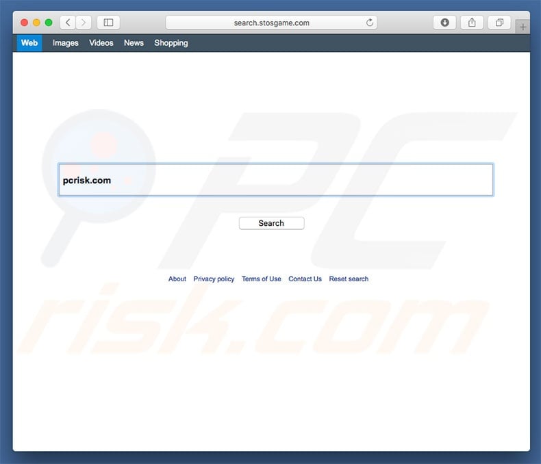 search.stosgame.com browser hijacker op een Mac computer