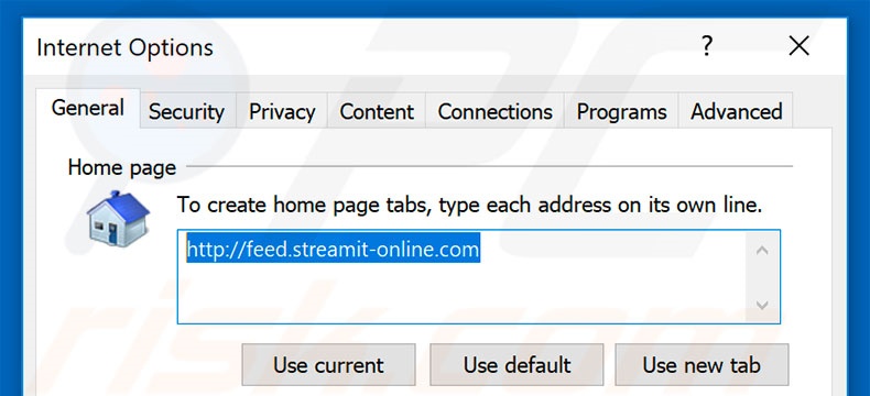 Verwijder feed.streamit-online.com als startpagina in Internet Explorer