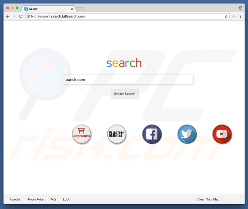 search.bittsearch.com browser hijacker op een Mac computer
