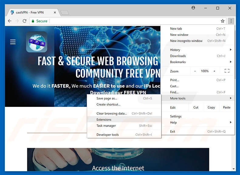 Verwijder de CastVPN advertenties uit Google Chrome stap 1