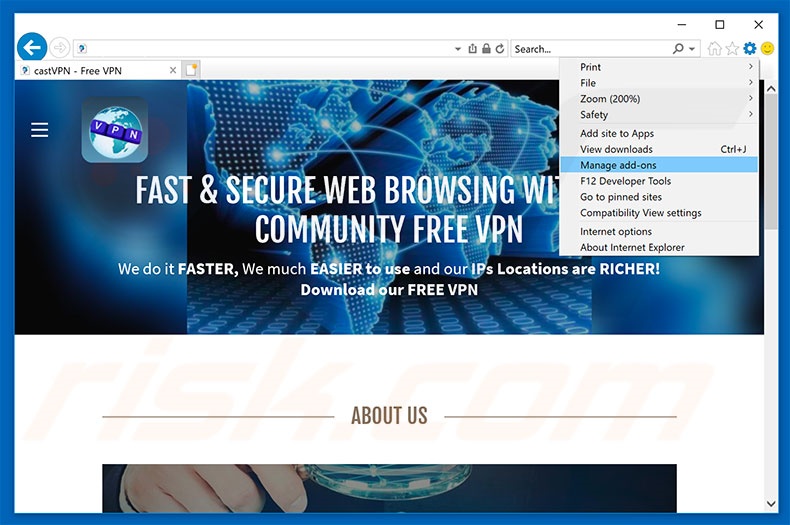 Verwijder CastVPN uit Internet Explorer stap 1