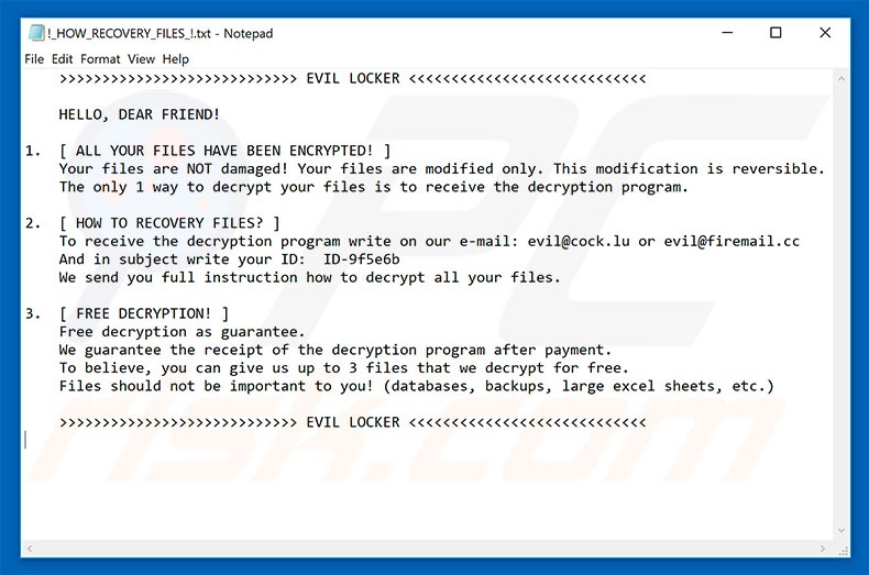 Evil Locker decryptie-instructies