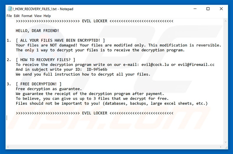 Evil Locker decryptie-instructies