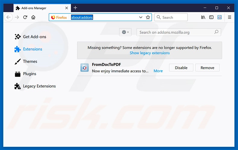 Verwijder aan hp.myway.com gerelateerde Mozilla Firefox extensies
